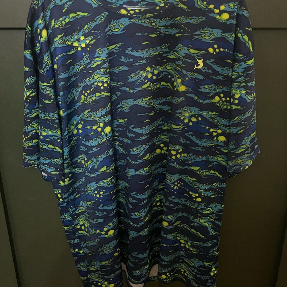 Reel Legends Blue and Green Freeline Performance Shirt